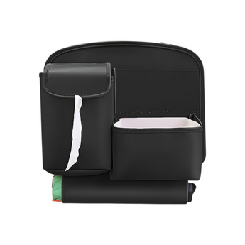 Auto Rücksitz Organizer mit Schirm- & Taschentuchhalterung | 31 × 25cm Schwarz