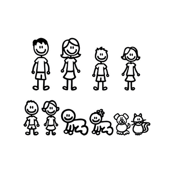 10er Familien Autosticker Set